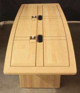 Maple conference table with walnut inlay
