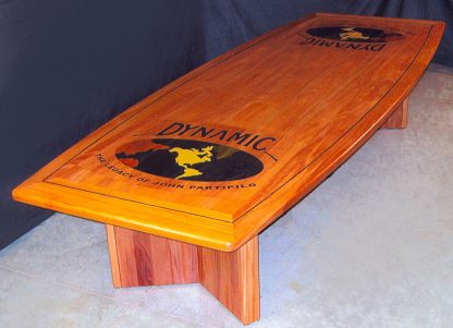African mahogany conference table with DYNAMIC logo