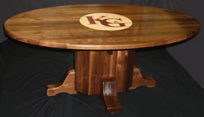 Law Firm black walnut oval conference table with logo