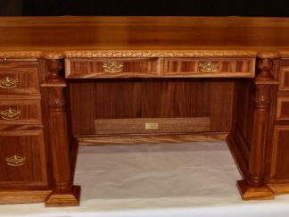 Hand Carved Ribbon Mahogany Wood Presidents Desk