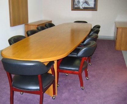 solid red oak conference bank table