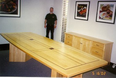 Custom built maple conference room table and credenza office suite