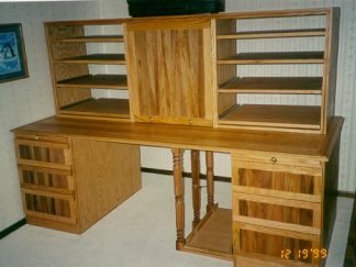 Custom made home office executive red oak desk