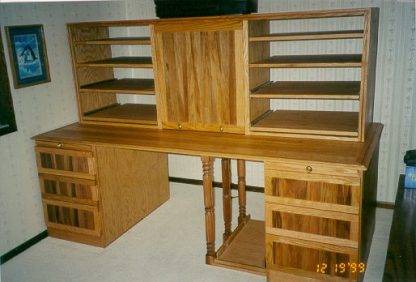 Custom made home office executive red oak desk