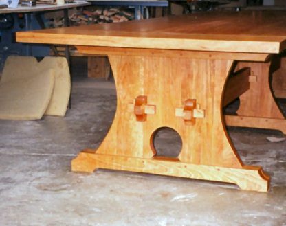 Cherry wood trestle table pedestal base Specialty Woods custom made USA