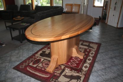 Custom solid red oak wood family table