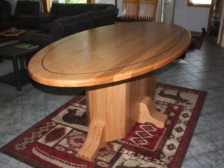 Red Oak Oval Table. Custom solid red oak wood family table