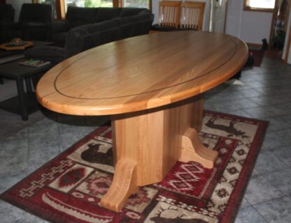 Red Oak Oval Table. Custom solid red oak wood family table