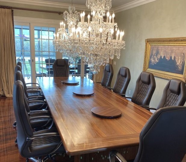 Fine Dining Room Conference Table made from Solid Sapele Hardwood