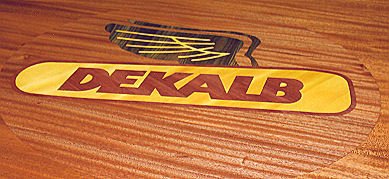 DEKALD Mahogany Wood Conference Room Table Seed Company logo made by Specialty Woods